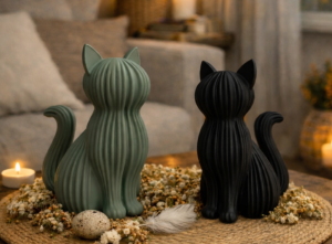 Escultura Decorativa Gato Texturizado – Design Moderno (unidade / 12cm)
