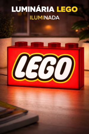 Luminária Decorativa Estilo Bloco LEGO – Iluminada