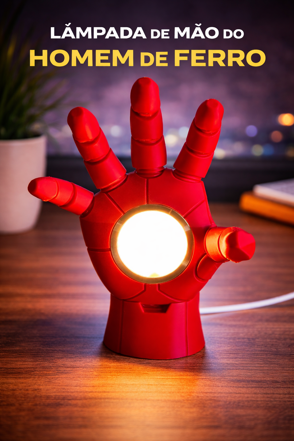 Luminária Mão do Homem de Ferro – Arc Reactor LED Decorativo