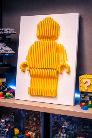 Obra de arte em escultura em camadas inspirada em LEGO
