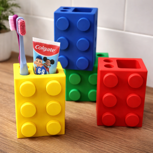 Porta Escova Bloco Criativo - Tipo LEGO